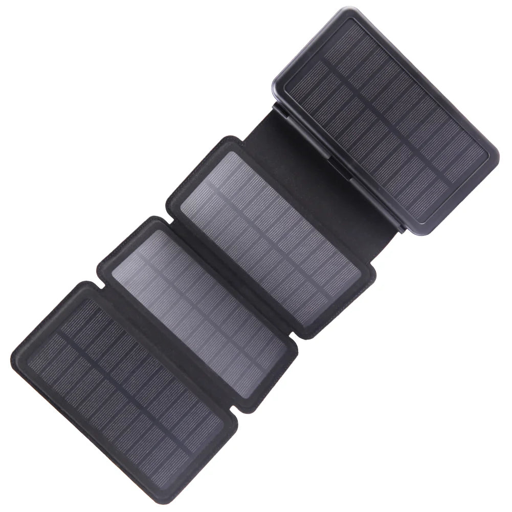 High-Capacity 30,000mAh Portable Solar Charger for iPhone and Android with Four Solar Panels and Integrated Compass