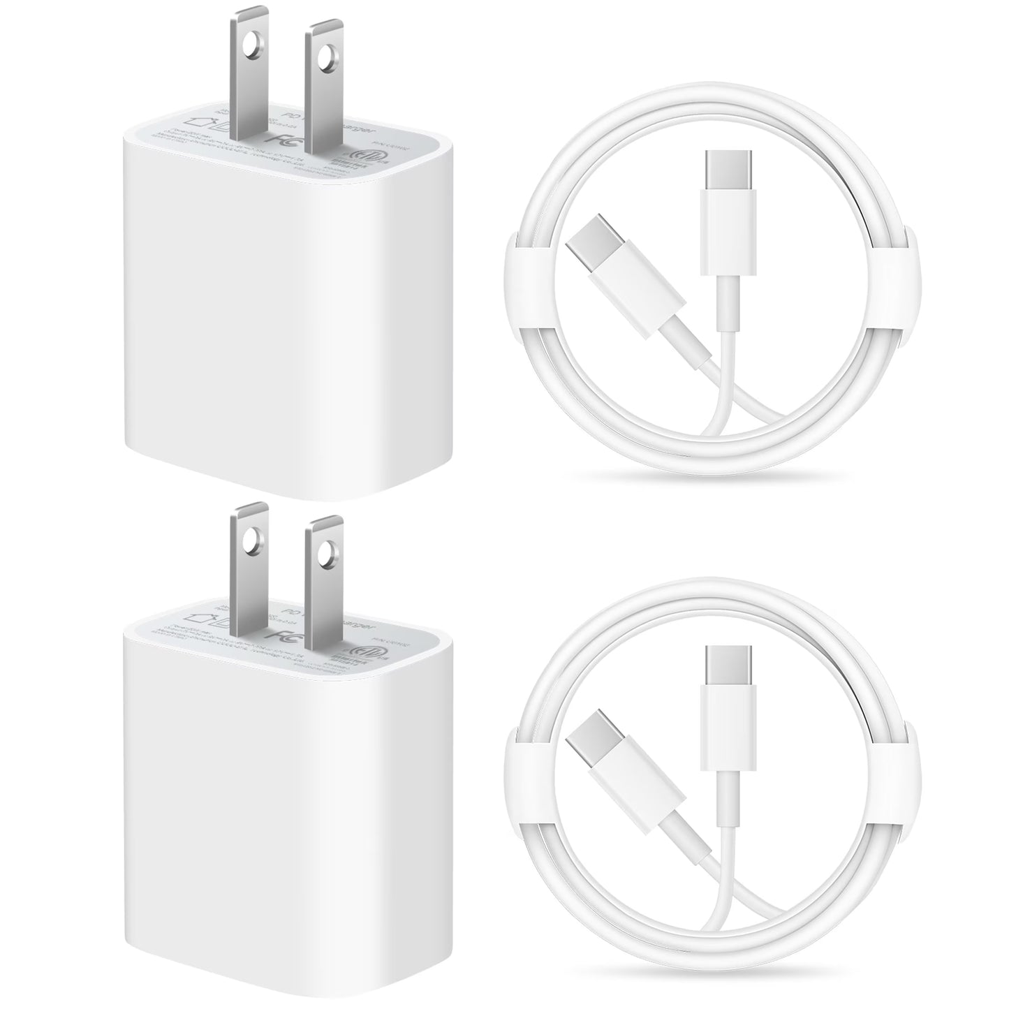 USB C Charger with 6FT Cable Compatible for Iphone 17/17 Air/17 Pro/17 Pro Max/16/16 Pro/16E/16Plus/16Pro/16 Pro Max/ 15/Iphone 15 Pro/Iphone 15 Pro Max/Ipad Pro/Mini/Air4/Airpods, 2 Pack