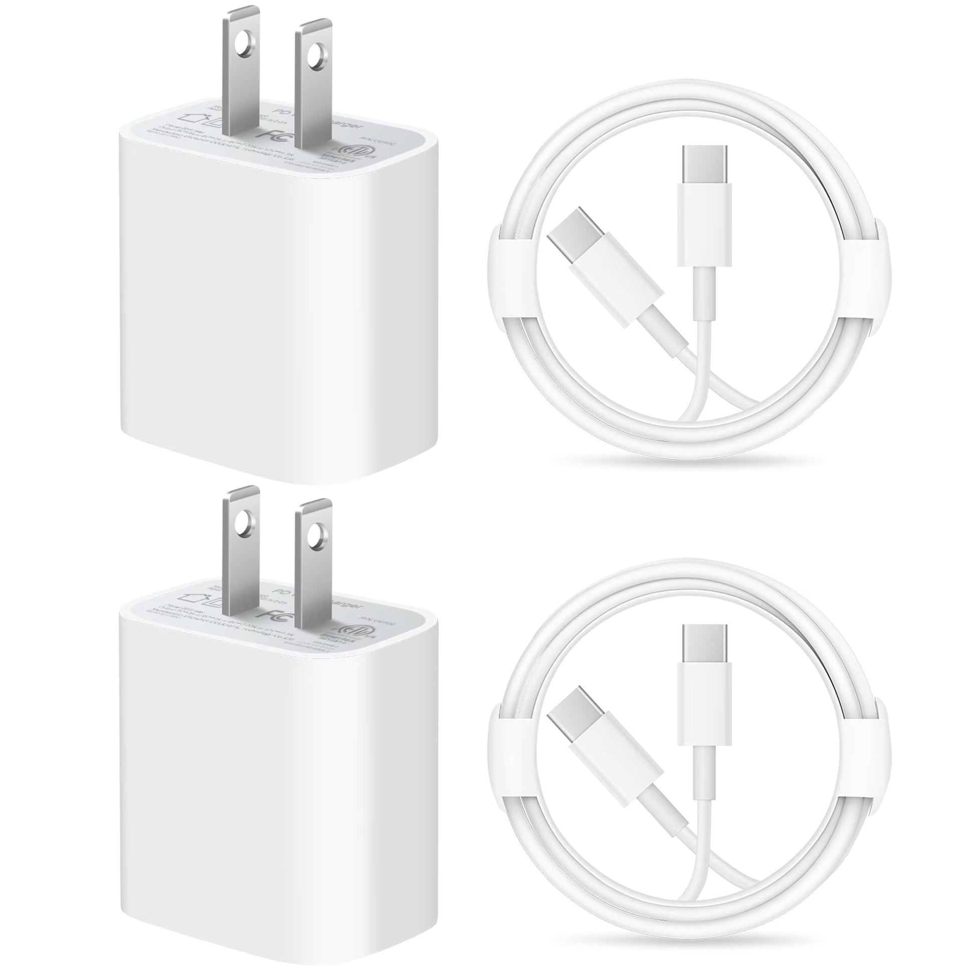 USB C Charger with 6FT Cable Compatible for Iphone 17/17 Air/17 Pro/17 Pro Max/16/16 Pro/16E/16Plus/16Pro/16 Pro Max/ 15/Iphone 15 Pro/Iphone 15 Pro Max/Ipad Pro/Mini/Air4/Airpods, 2 Pack