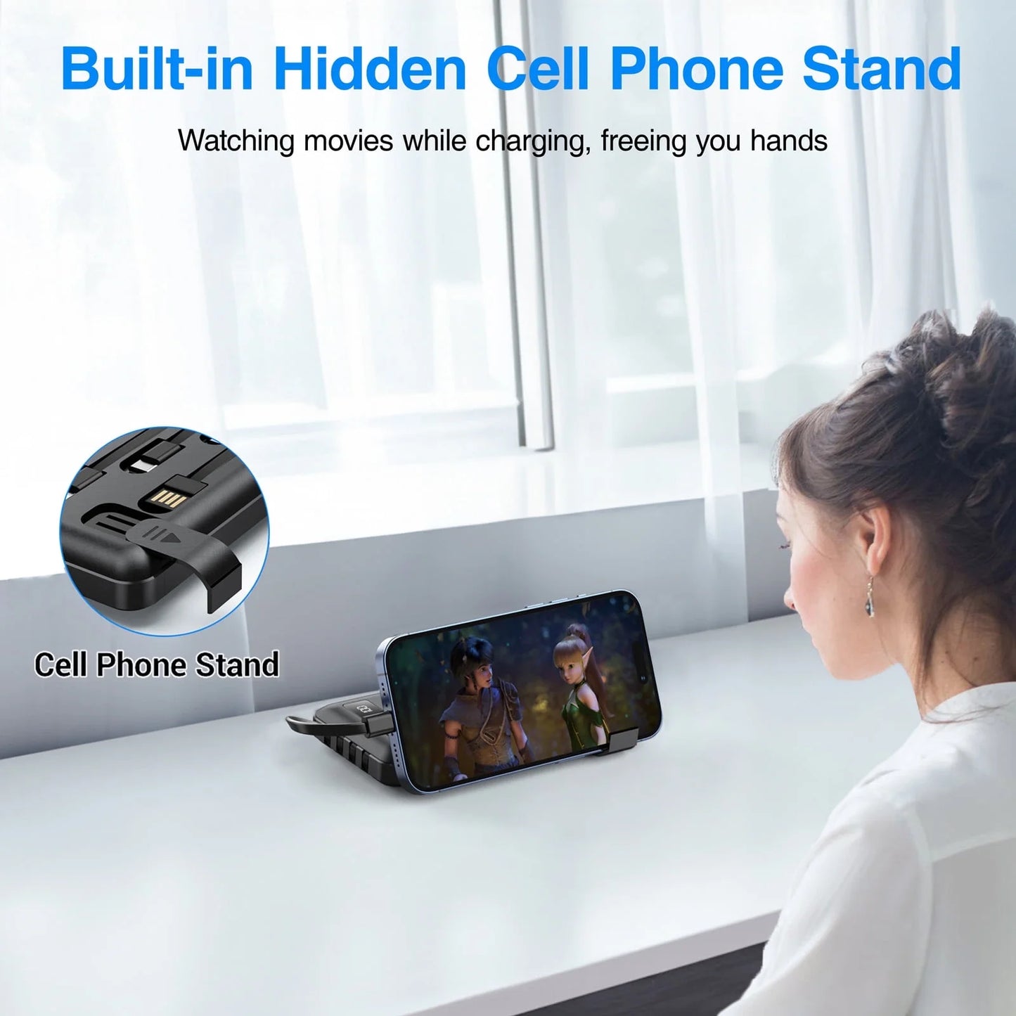 20000mAh Portable Power Bank with Cables for iPhone and Android Devices