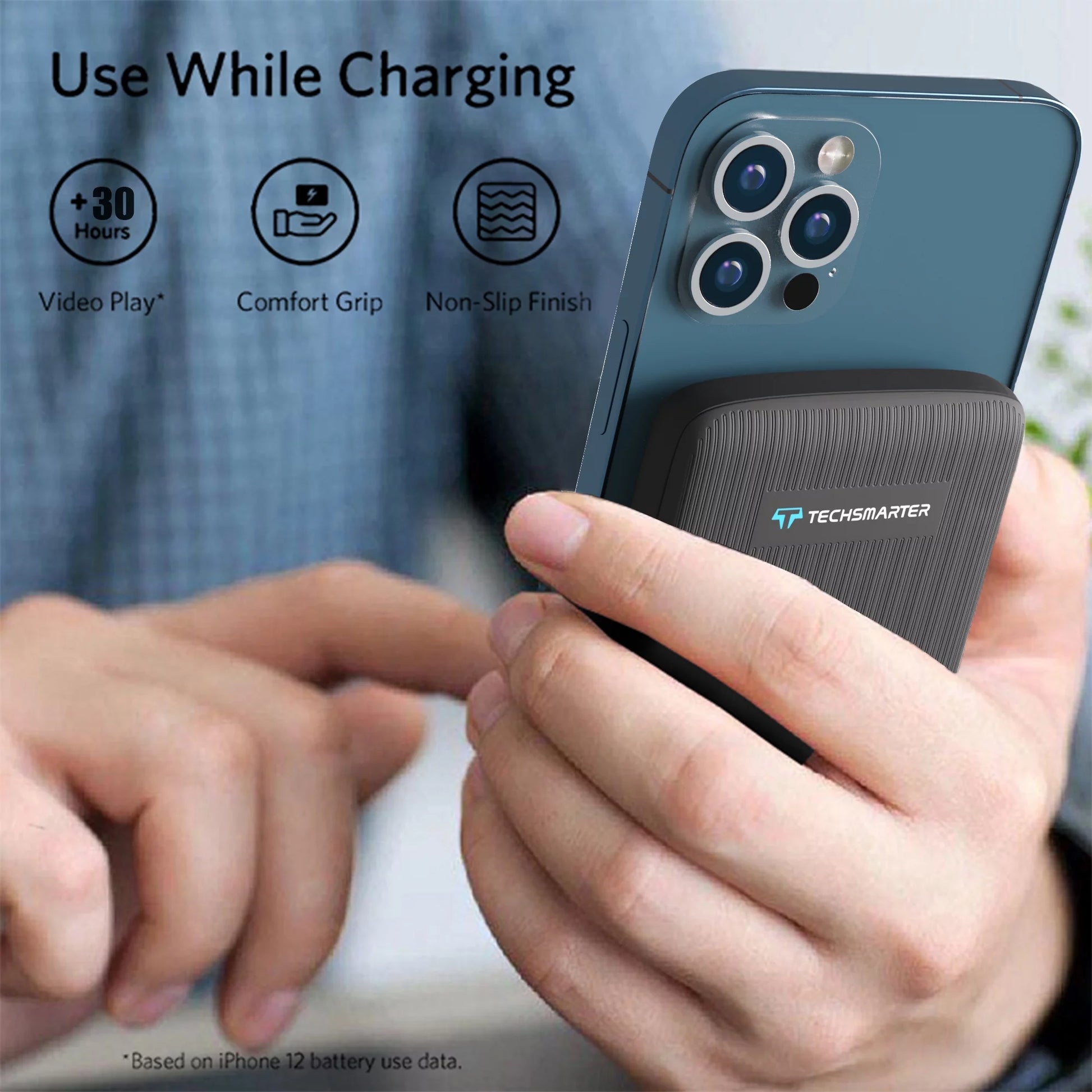Magnetic 10,000mAh Wireless Power Bank with 18W USB-C PD Portable Charger, Compatible with iPhone 14, 13, and 12