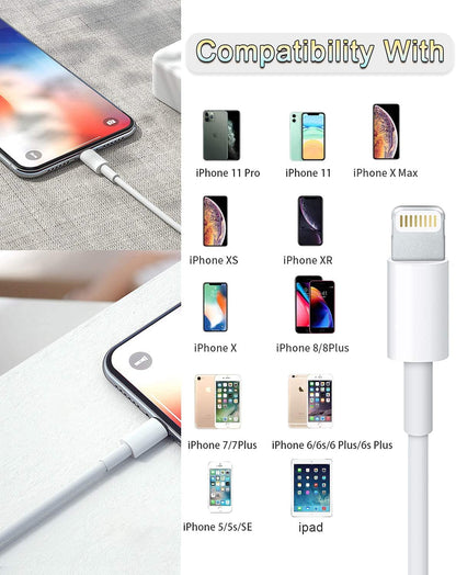 4-Pack Apple MFi Certified 3-Foot Lightning Charging Cables for iPhone 14/14 Pro/13/13 Pro/12/11/11 Pro/11 Max/X/XS/XR/XS Max/8 and iPad (White)