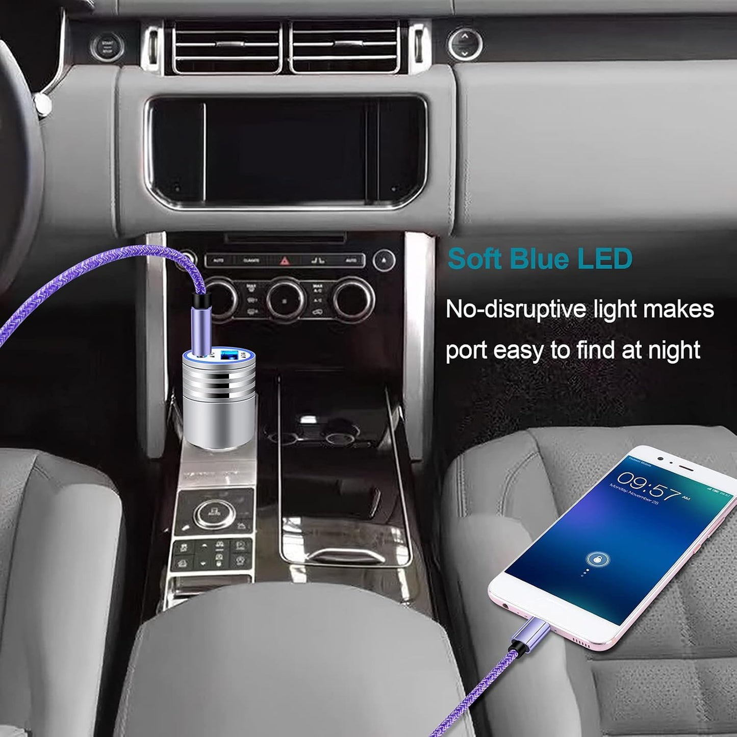 30W USB C Fast Charging Car Charger for Samsung Galaxy and iPhone Models